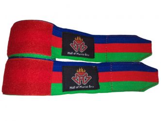 Boxing Hand Wraps 65% polyester 35% cotton high quality three color with 2” Velcro closer.